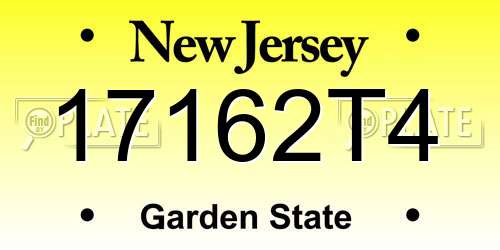 17162T4 New Jersey License Plate