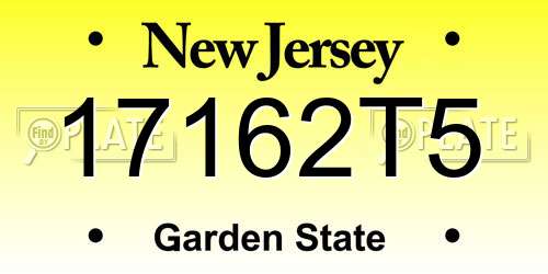 17162T5 New Jersey License Plate