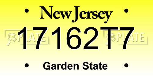 17162T7 New Jersey License Plate