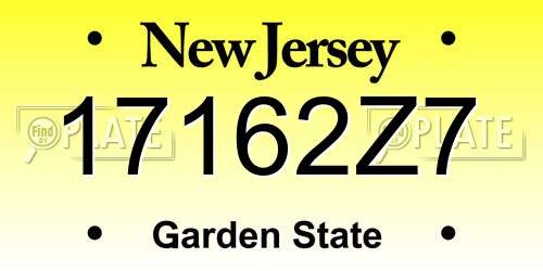 17162Z7 New Jersey License Plate