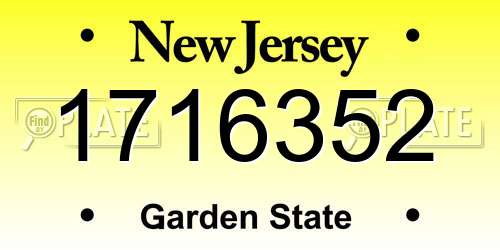 1716352 New Jersey License Plate