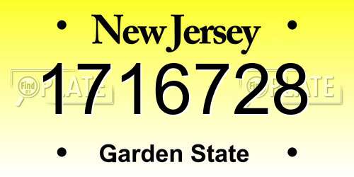 1716728 New Jersey License Plate