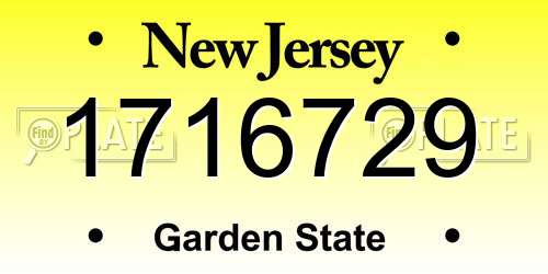 1716729 New Jersey License Plate