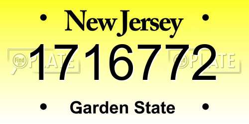 1716772 New Jersey License Plate