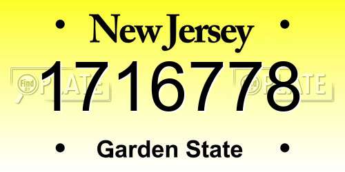 1716778 New Jersey License Plate