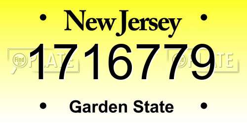1716779 New Jersey License Plate