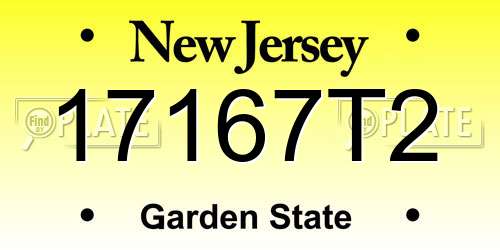 17167T2 New Jersey License Plate