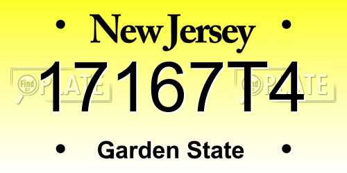 17167T4 New Jersey License Plate