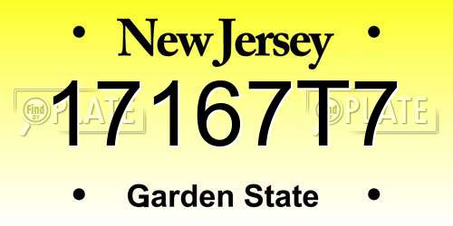 17167T7 New Jersey License Plate