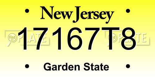 17167T8 New Jersey License Plate