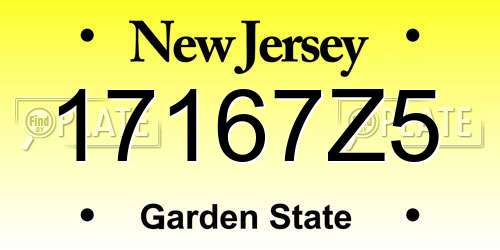 17167Z5 New Jersey License Plate