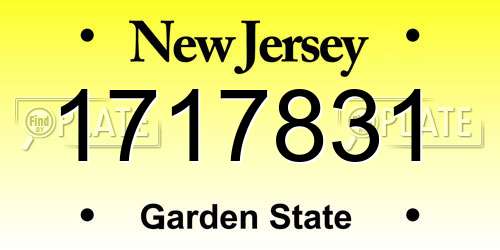 1717831 New Jersey License Plate