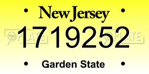 1719252 New Jersey License Plate