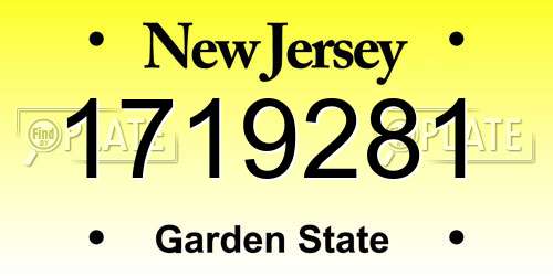 1719281 New Jersey License Plate
