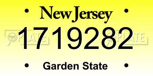 1719282 New Jersey License Plate