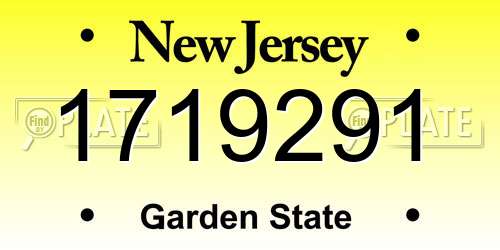 1719291 New Jersey License Plate