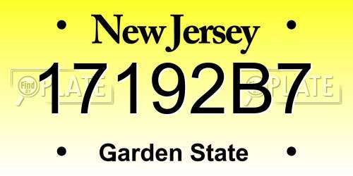 17192B7 New Jersey License Plate