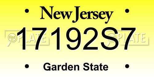 17192S7 New Jersey License Plate
