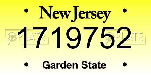 1719752 New Jersey License Plate