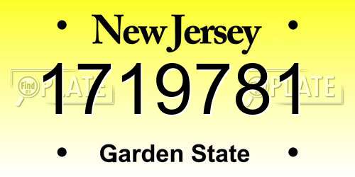 1719781 New Jersey License Plate