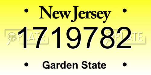 1719782 New Jersey License Plate