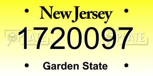 1720097 New Jersey License Plate