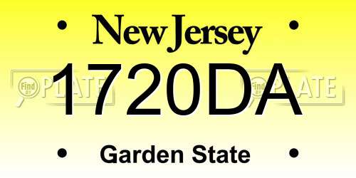 1720DA New Jersey License Plate