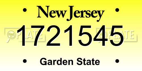 1721545 New Jersey License Plate