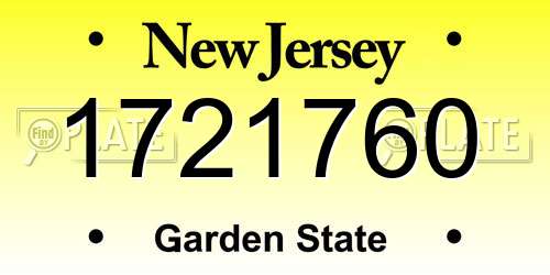 1721760 New Jersey License Plate