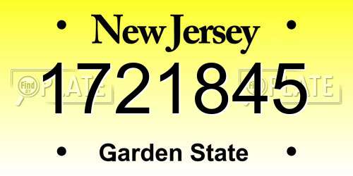 1721845 New Jersey License Plate