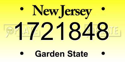 1721848 New Jersey License Plate