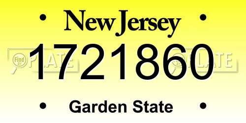 1721860 New Jersey License Plate