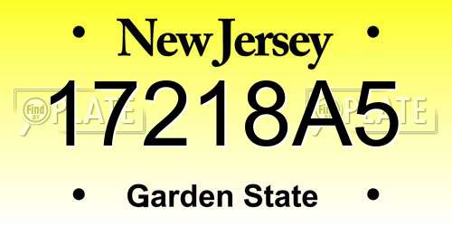 17218A5 New Jersey License Plate
