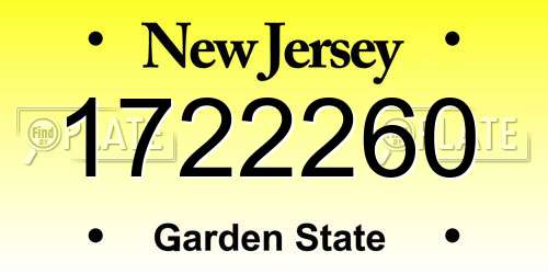 1722260 New Jersey License Plate
