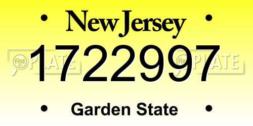 1722997 New Jersey License Plate
