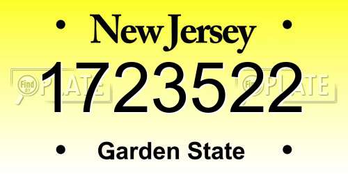 1723522 New Jersey License Plate