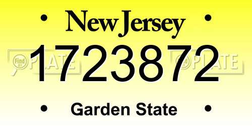 1723872 New Jersey License Plate