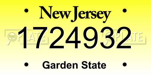 1724932 New Jersey License Plate