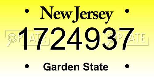 1724937 New Jersey License Plate