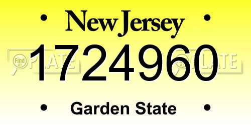 1724960 New Jersey License Plate