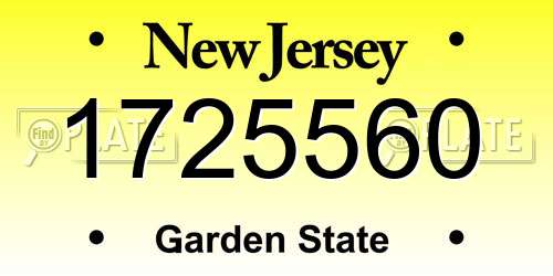 1725560 New Jersey License Plate
