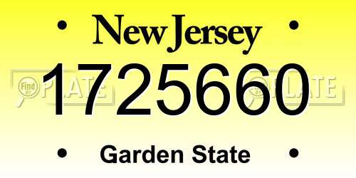 1725660 New Jersey License Plate