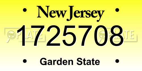 1725708 New Jersey License Plate