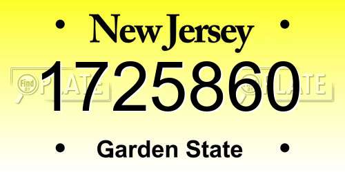 1725860 New Jersey License Plate