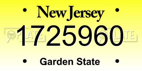 1725960 New Jersey License Plate