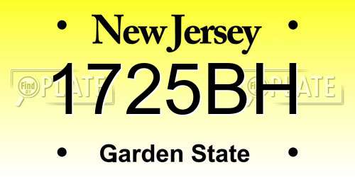 1725BH New Jersey License Plate