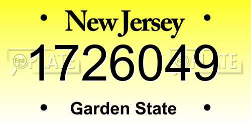 1726049 New Jersey License Plate