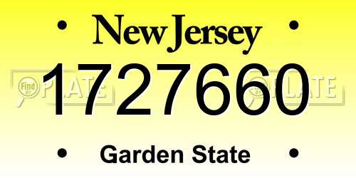 1727660 New Jersey License Plate