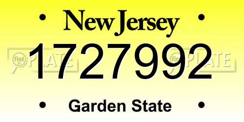 1727992 New Jersey License Plate