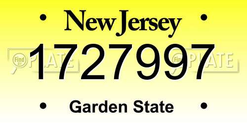 1727997 New Jersey License Plate